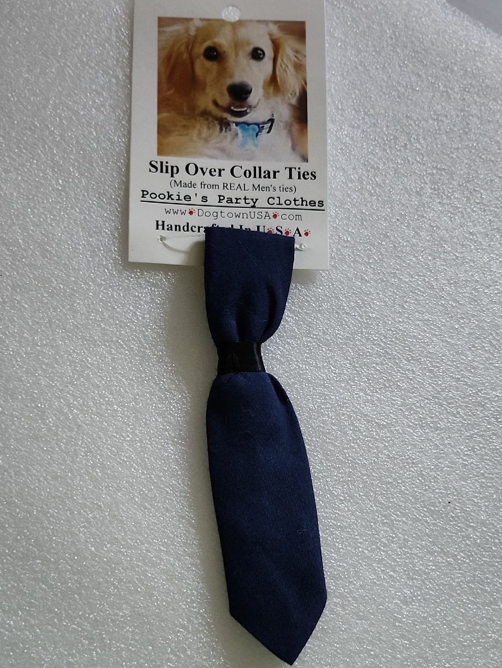 Hand Crafted Navy Blue Slip Over Dog Collar Tie